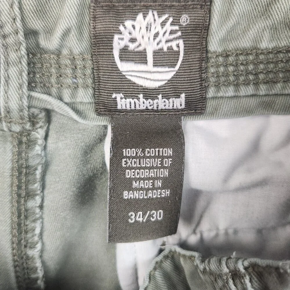 Timberland Pants Mens 34x30 Green Y2K Straight Leg Canvas Cotton Durable Outdoor